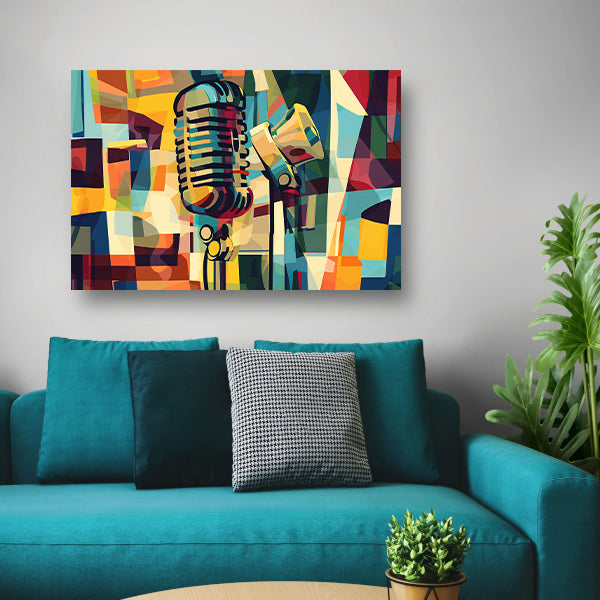 Abstracte microfoon in levendige kleuren acrylglas