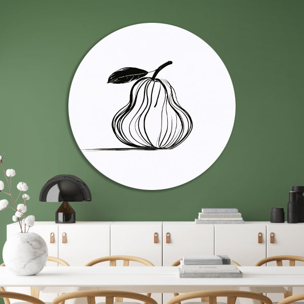Minimalistische Lijn Kunst Peer met Blad forex muurcirkel