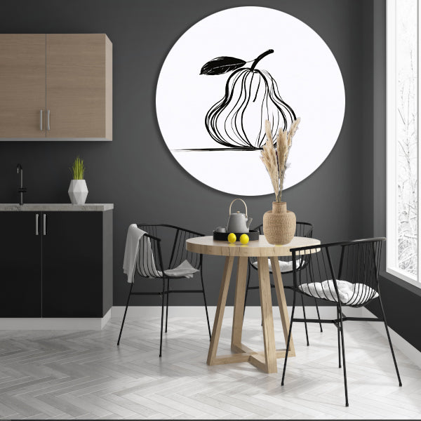 Minimalistische Lijn Kunst Peer met Blad forex muurcirkel