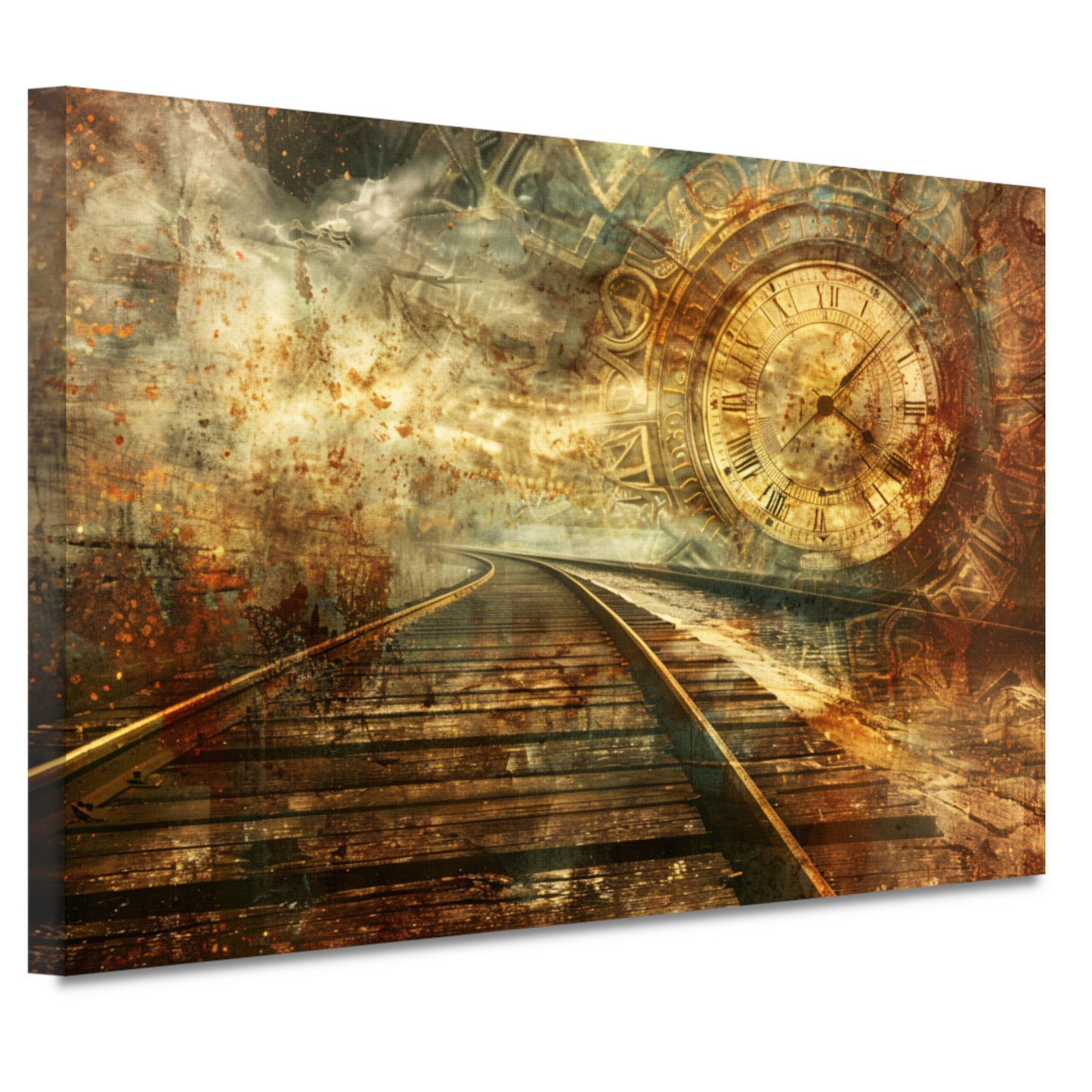 Surrealistisch landschap met spoor canvas