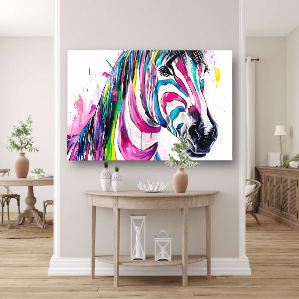 Kleurrijk abstract schilderij van een zebra poster