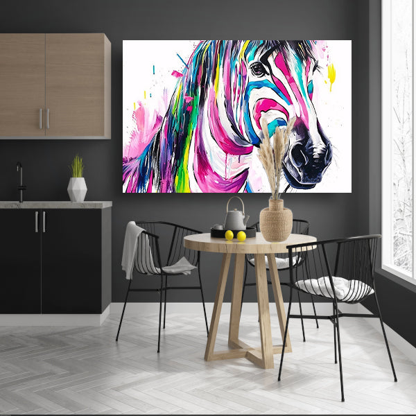 Kleurrijk abstract schilderij van een zebra poster