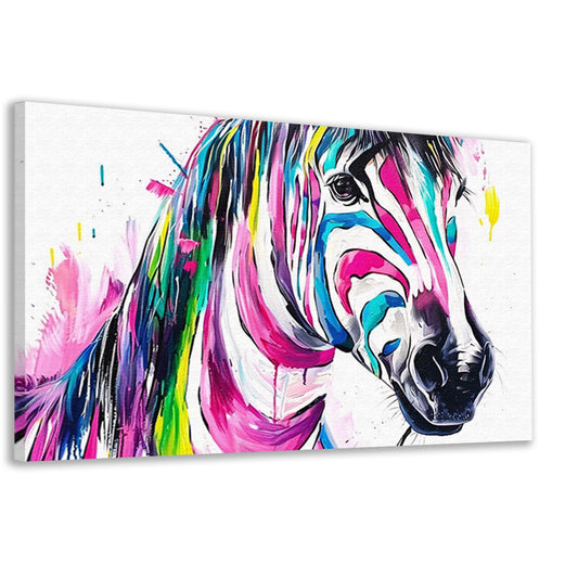 Kleurrijk abstract schilderij van een zebra canvas