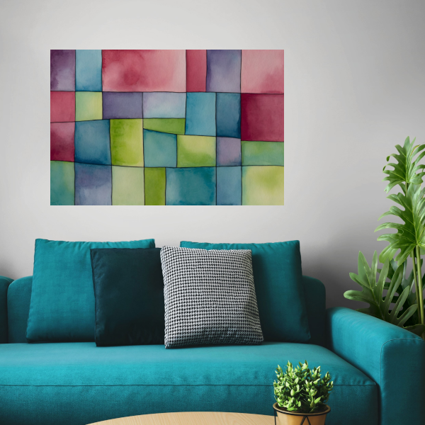 Abstract Waterverf Palet van Zachte Kleuren poster
