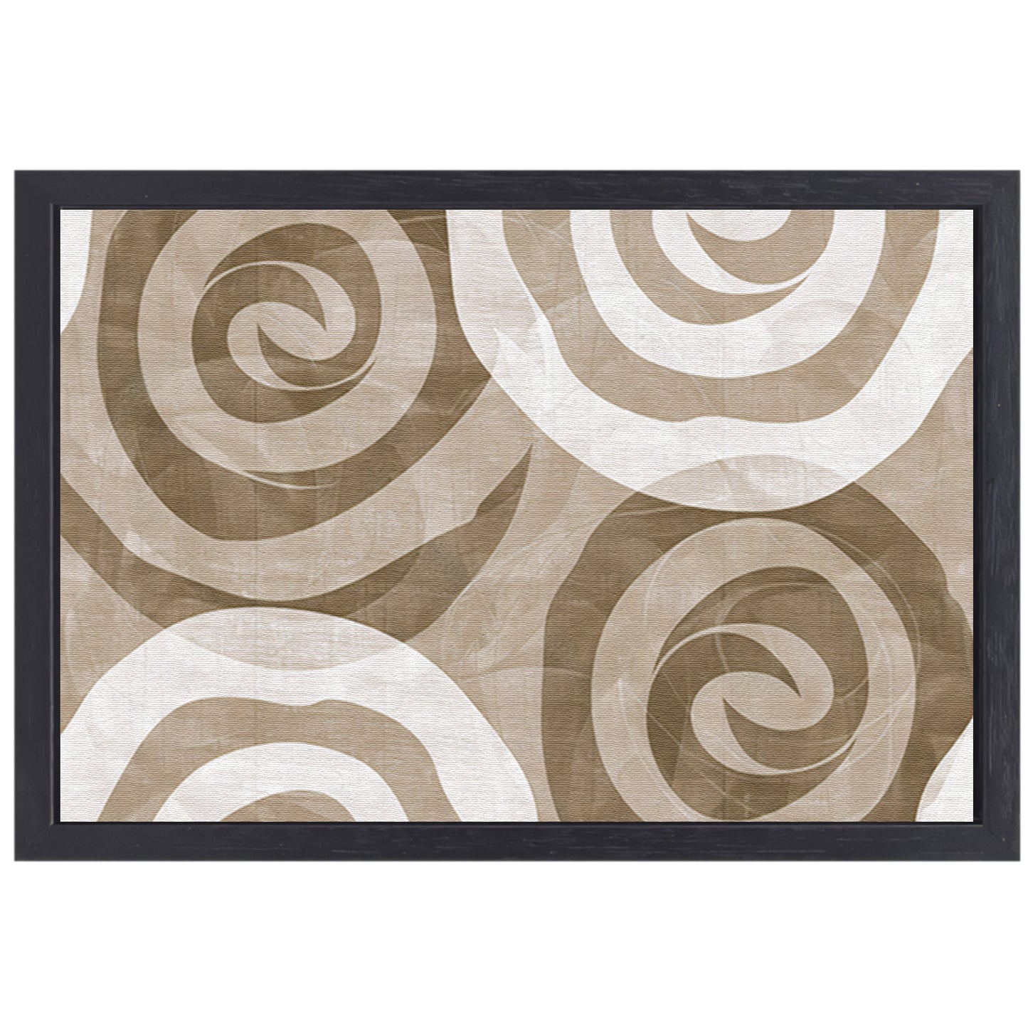 Monochroom abstract spiraalpatroon in bruine tinten canvas met baklijst