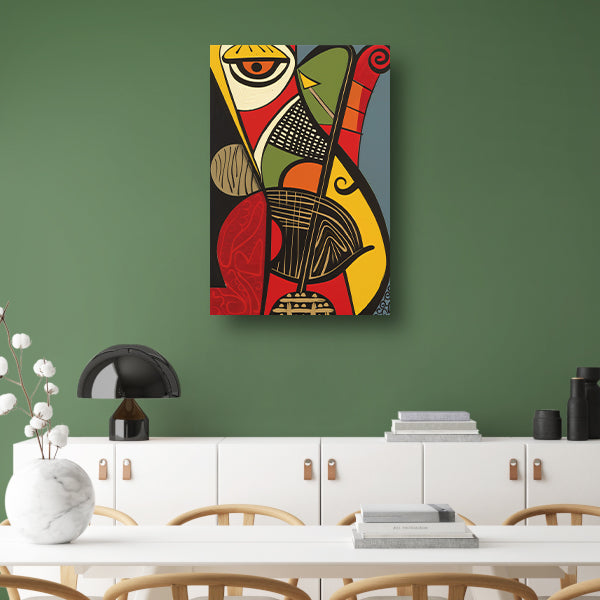 Abstract kubistisch portret met geometrische vormen poster