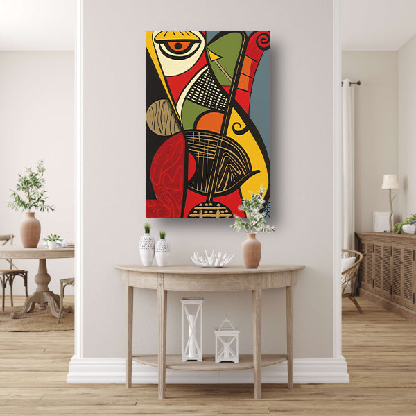 Abstract kubistisch portret met geometrische vormen canvas