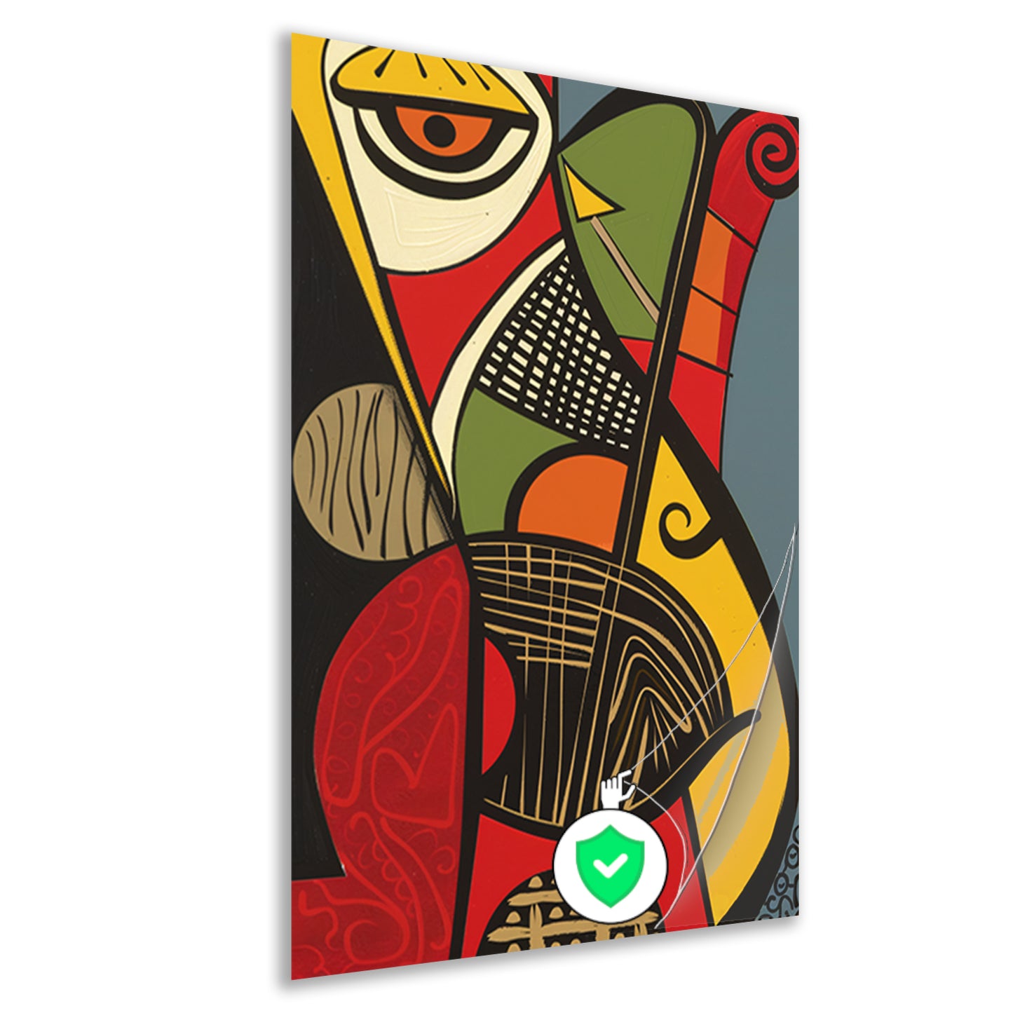 Abstract kubistisch portret met geometrische vormen poster