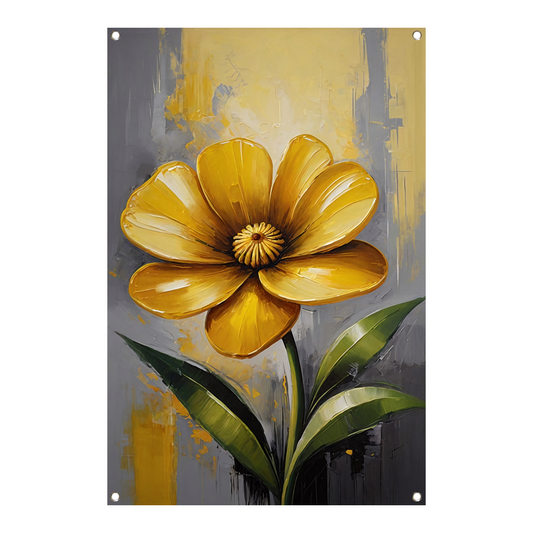 Impressionistische Gele Bloem op Moderne Achtergrond tuinposter