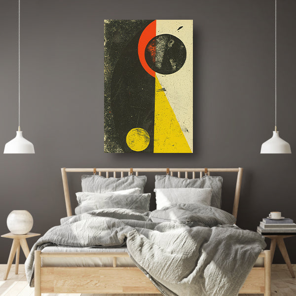 Abstract Planeet en Sterren in Primaire Kleuren poster