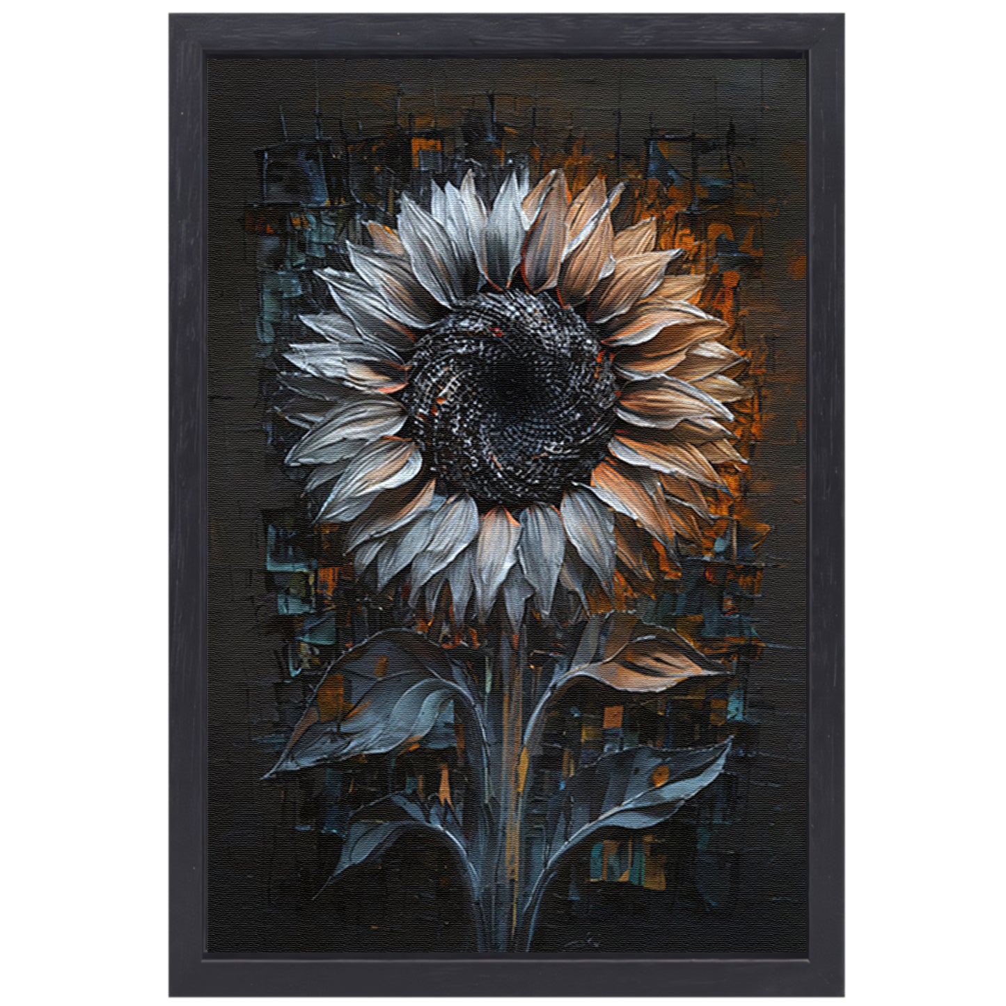 Abstracte Weergave van een Zonnebloem canvas met baklijst