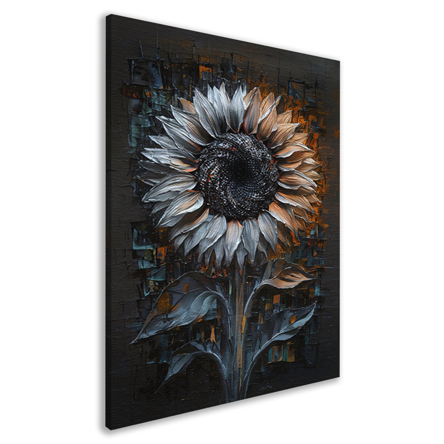 Abstracte Weergave van een Zonnebloem canvas