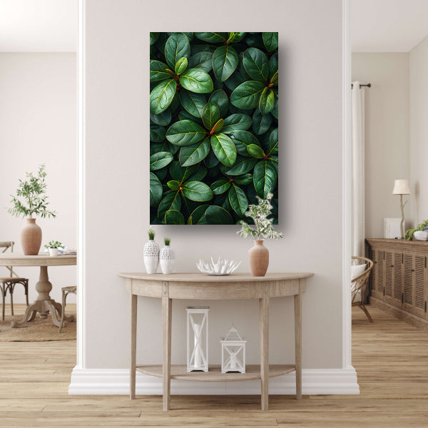 Close-up van groene bladeren en stengels canvas