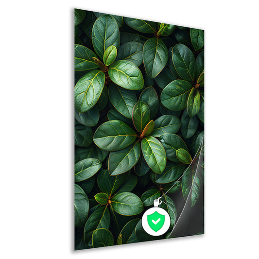 Close-up van groene bladeren en stengels poster