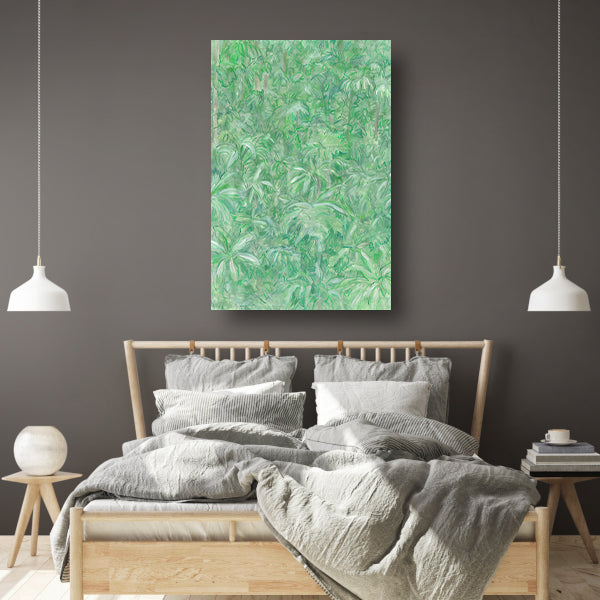 Realistisch schilderij van een groene bos poster