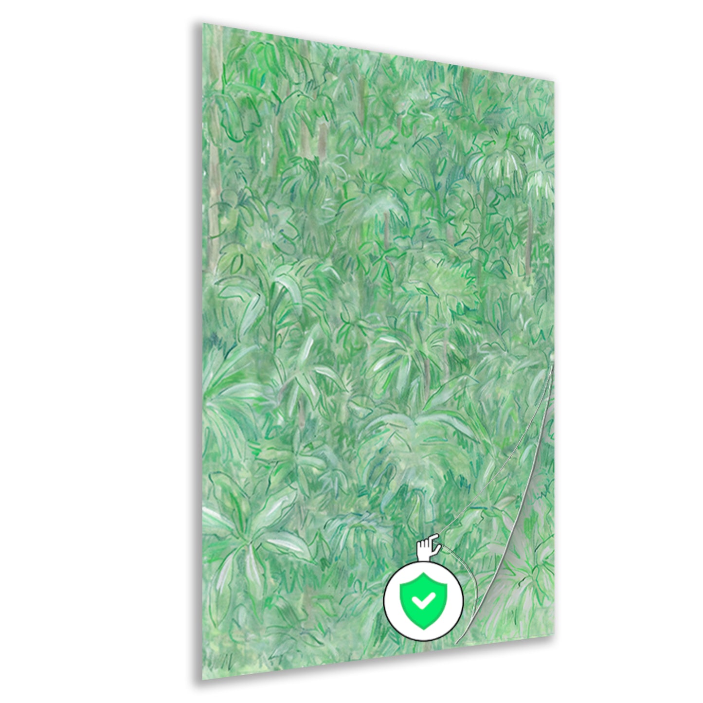 Realistisch schilderij van een groene bos poster