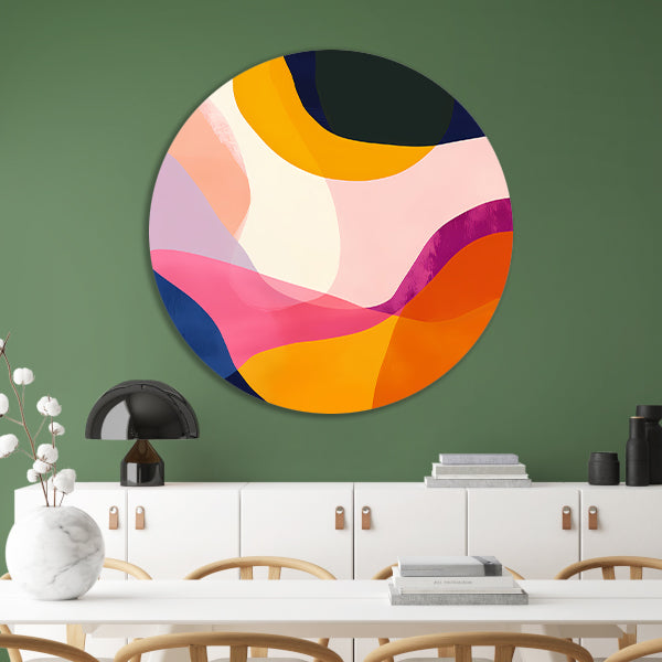 Abstract Kleuren Dans in Beweging aluminium muurcirkel