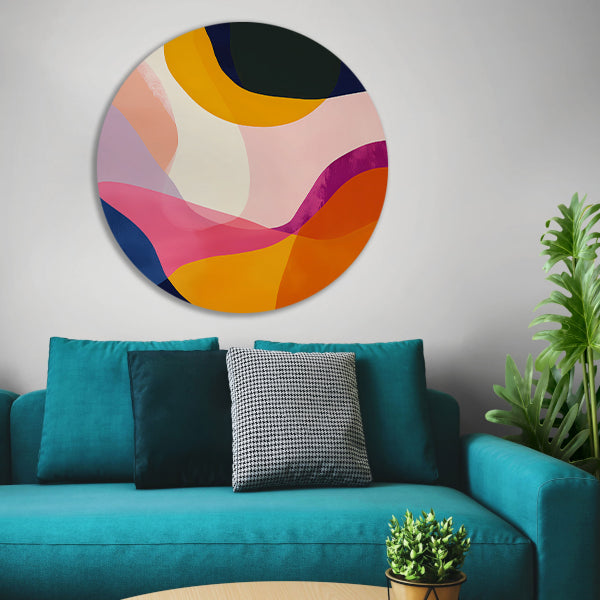 Abstract Kleuren Dans in Beweging aluminium muurcirkel