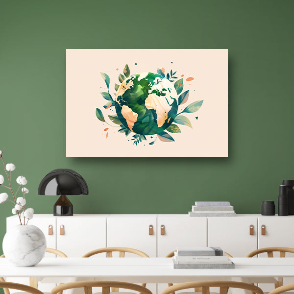 Groene aarde met bladeren omringd acrylglas
