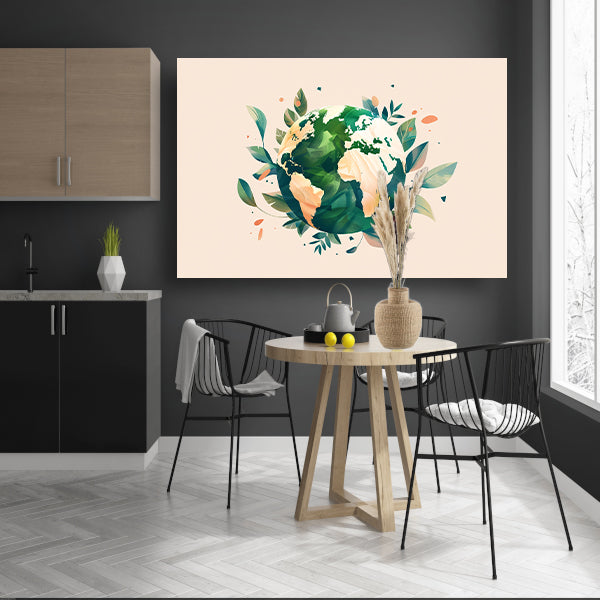 Groene aarde met bladeren omringd acrylglas