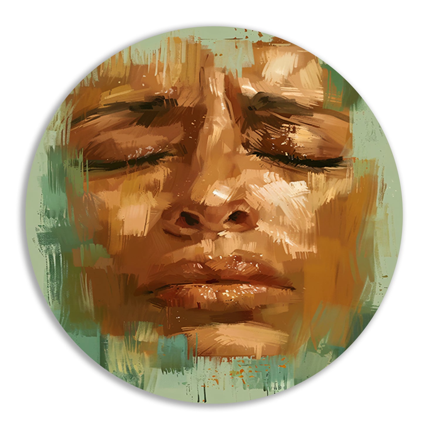 Expressief Portret van een Vrouw in Tranen aluminium muurcirkel