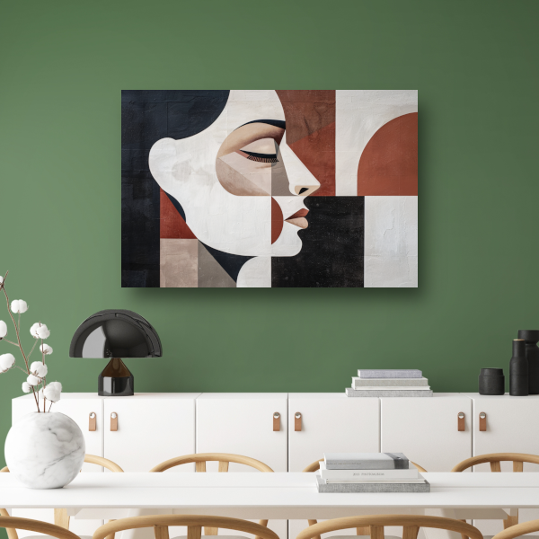Minimalistisch Portret in Art Deco Vormen canvas