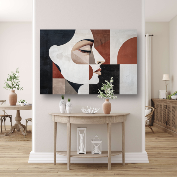 Minimalistisch Portret in Art Deco Vormen canvas