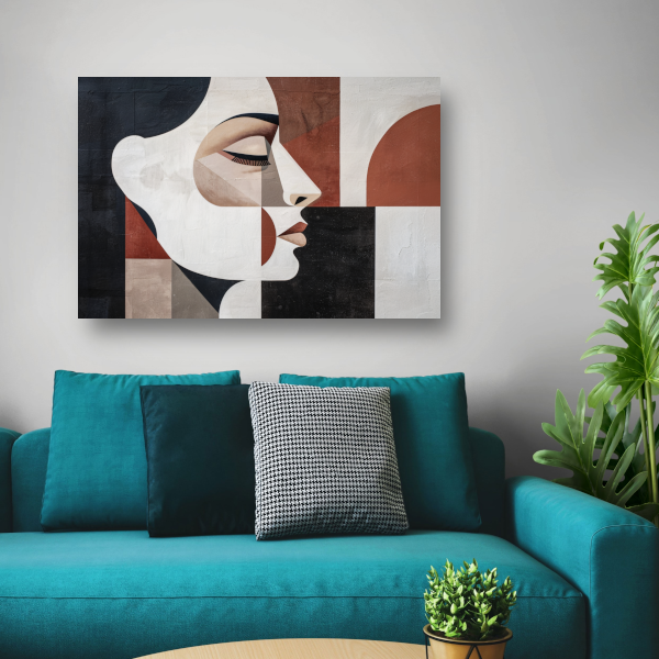 Minimalistisch Portret in Art Deco Vormen canvas
