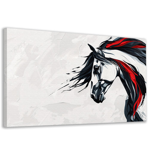 Minimalistisch zwart-wit schilderij van paard canvas