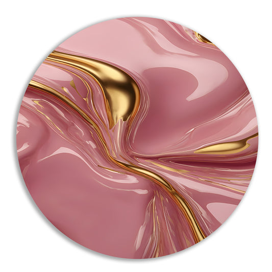 Abstract Roze Gouden Vloeiende Luxe aluminium muurcirkel