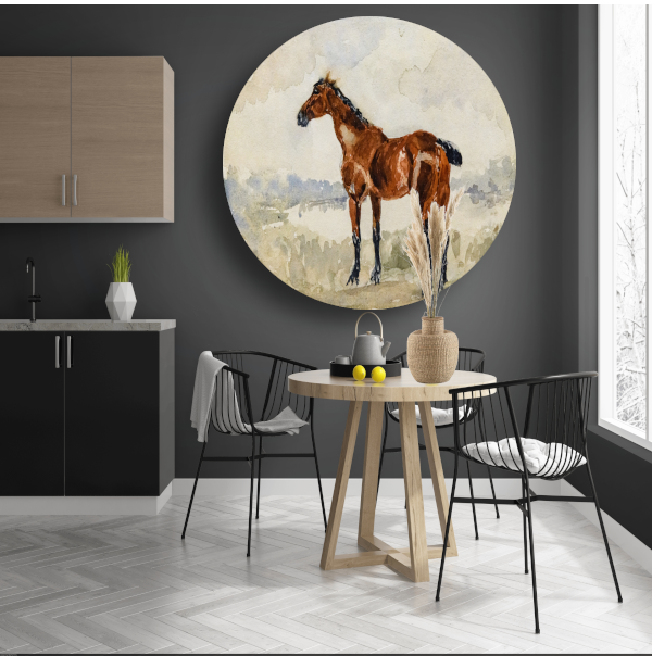 Rood paard - Henri de Toulouse-Lautrec aluminium muurcirkel
