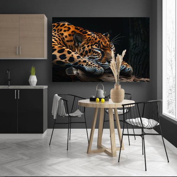 Slapende jaguar op een boomtak acrylglas