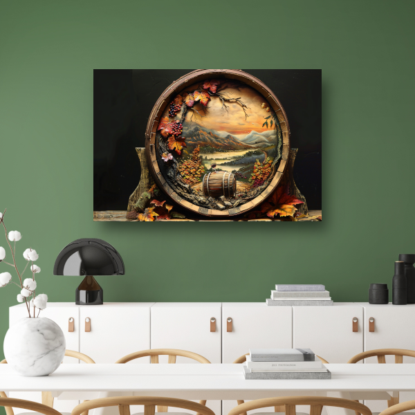 Landschap op Wijnvat canvas