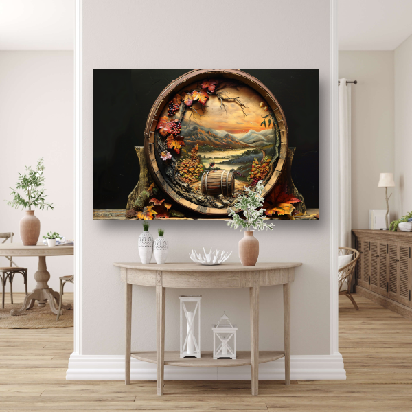 Landschap op Wijnvat canvas