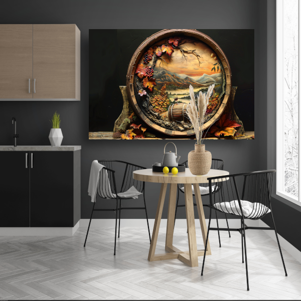 Landschap op Wijnvat canvas
