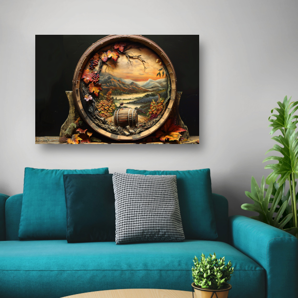 Landschap op Wijnvat canvas