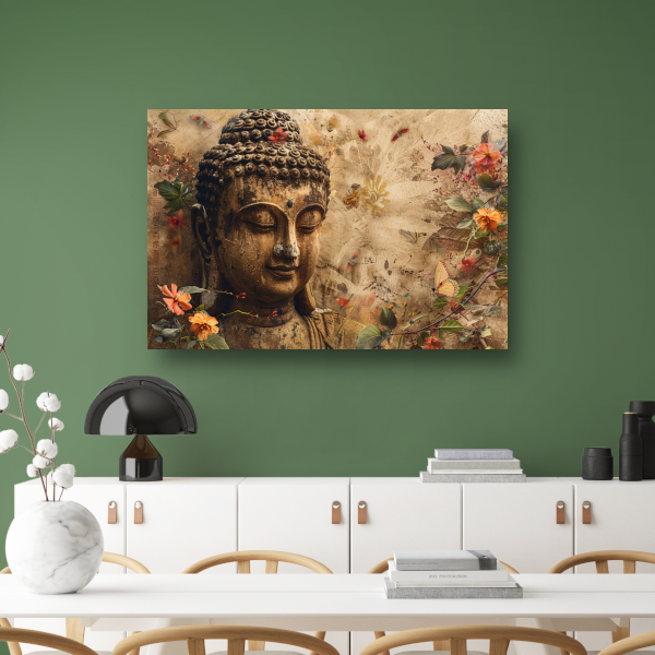 Boeddha in Sereniteit met Bloemenpracht canvas