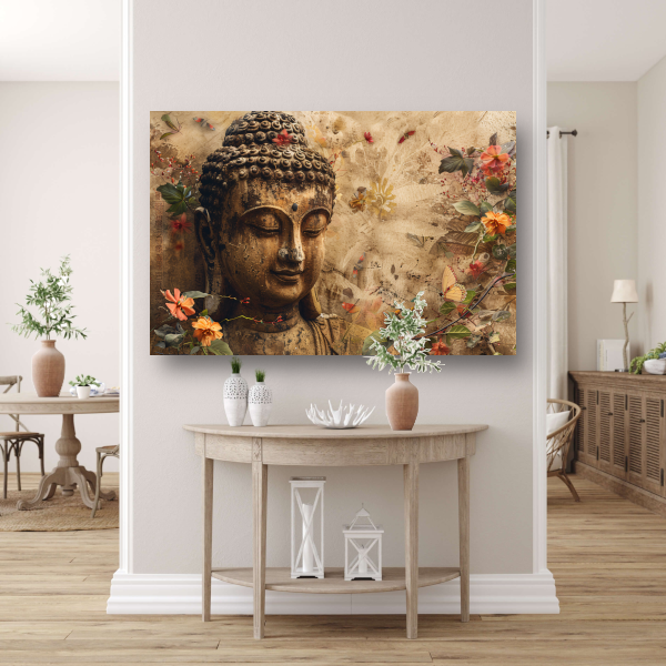 Boeddha in Sereniteit met Bloemenpracht canvas