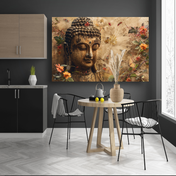 Boeddha in Sereniteit met Bloemenpracht canvas