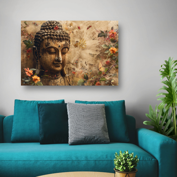 Boeddha in Sereniteit met Bloemenpracht canvas