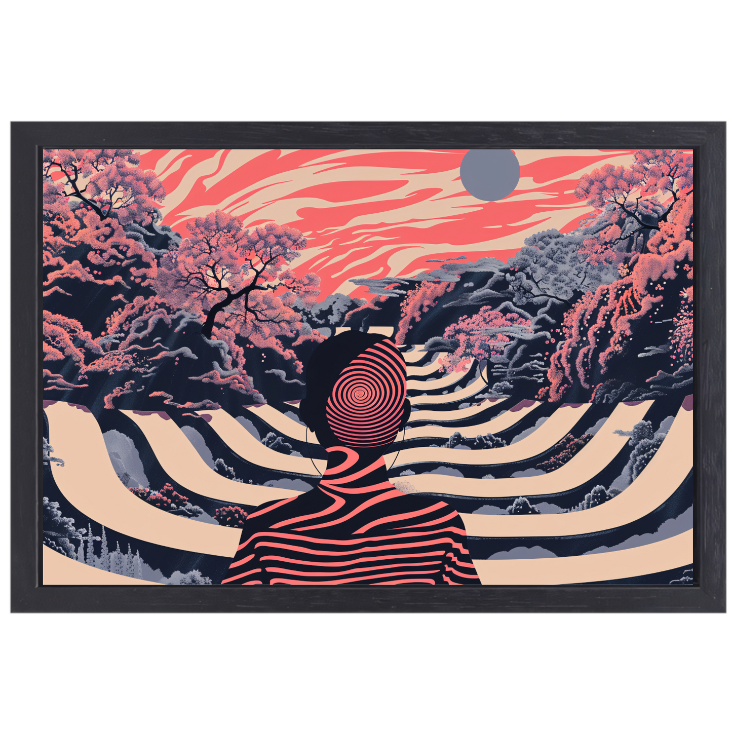Surrealistische droom met zwevende man canvas met baklijst