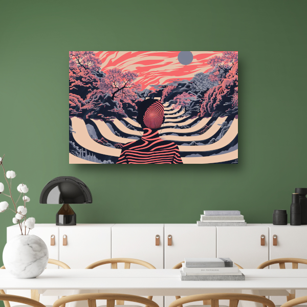 Surrealistische droom met zwevende man poster