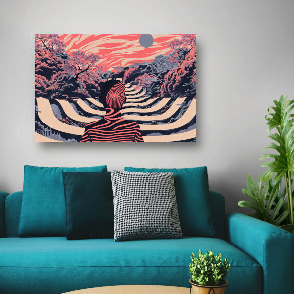 Surrealistische droom met zwevende man poster