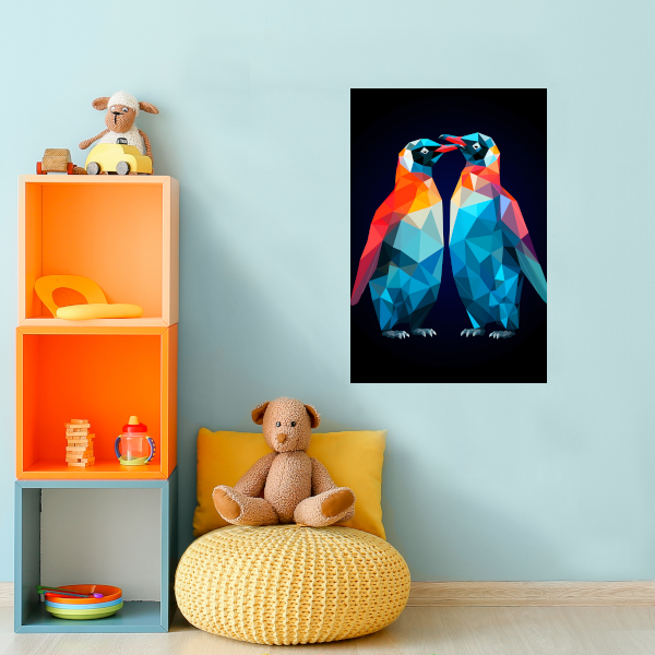 Twee Pinguïns in Geometrische Harmonie canvas