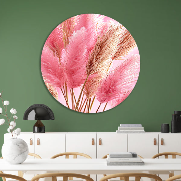 Zachte Roze Bloemen in Close-up aluminium muurcirkel