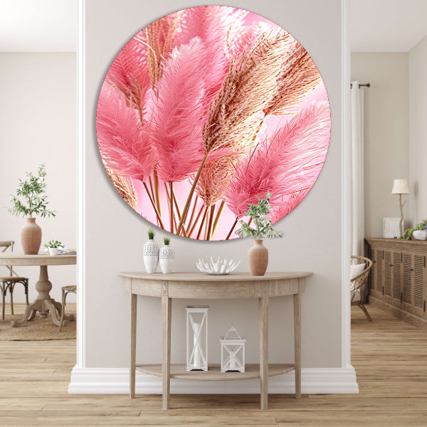 Zachte Roze Bloemen in Close-up aluminium muurcirkel