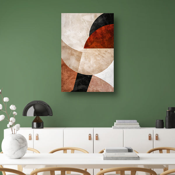 Geometrische Abstractie in Rood en Aardetinten canvas