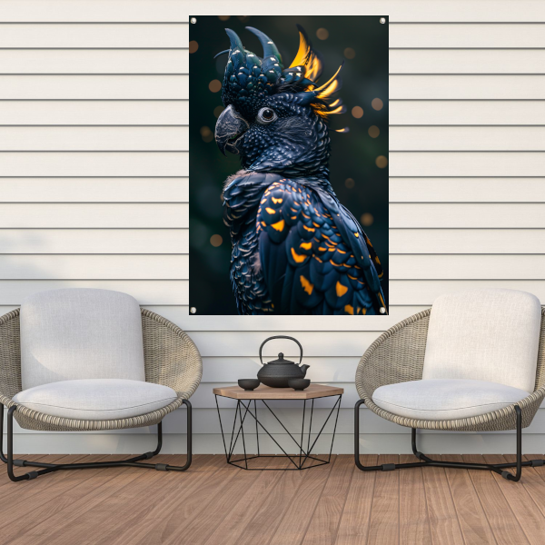 Portret van een Blauwe Papegaai met Geel tuinposter