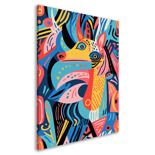 Abstract kleurrijk dierenontwerp met geometrische vormen canvas