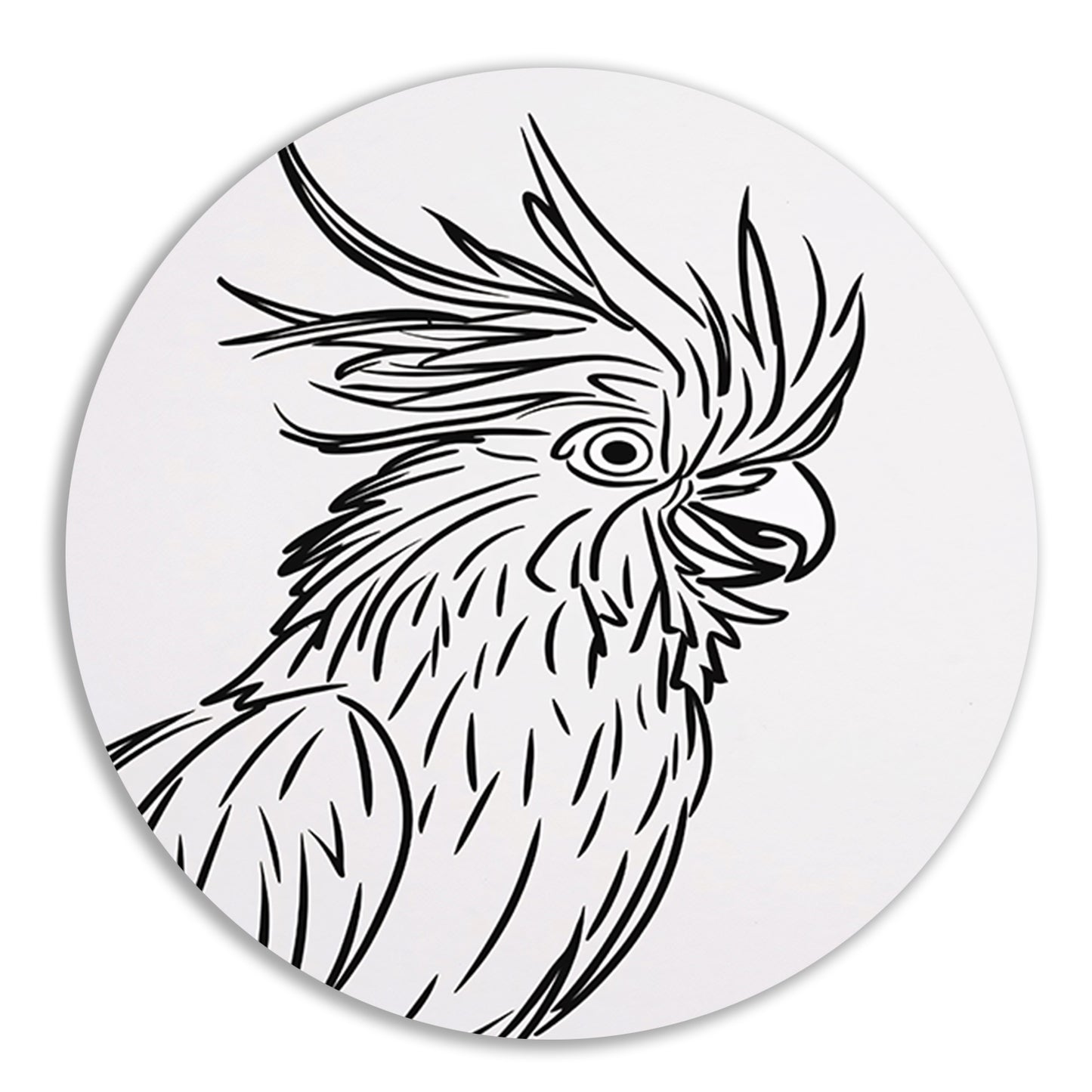 Eenvoudige Zwarte Lijnen Vogel Illustratie aluminium muurcirkel